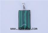 NGP712 13*25mm rectangle natural malachite with sterling silver pendant