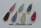 NGP8509 15*33mm - 17*40mm flat teardrop druzy agate pendants