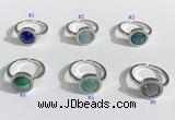 NGR1133 11mm flat round mixed gemstone gemstone rings wholesale