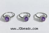 NGR1145 6*8mm faceted oval amethyst gemstone rings wholesale
