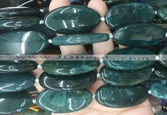 OVBS72 15 inches 20*40mm oval moss agate gemstone beads wholesale