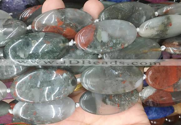 OVBS77 15 inches 20*40mm oval blood jasper gemstone beads wholesale