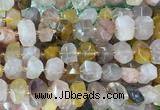 PQBS03 15 inches 12*16mm - 13*18mm faceted nuggets yellow & pink quartz beads