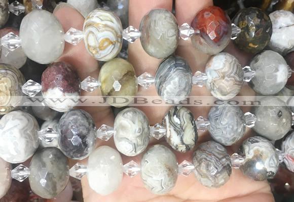 RBBS35 15 inches 13*18mm faceted rondelle Mexican crazy agate gemstone beads