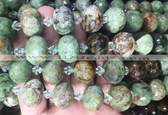 RBBS36 15 inches 13*18mm faceted rondelle Green opal gemstone beads