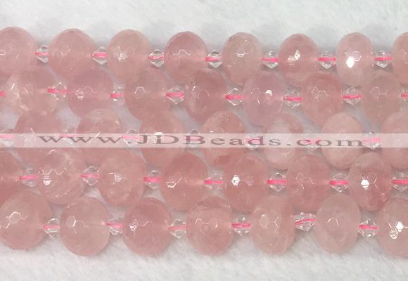 RBBS44 15 inches 13*18mm faceted rondelle rose quartz beads wholesale