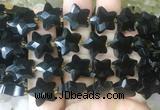 RGBS71 15 inches 14mm faceted star black obsidian beads wholesale
