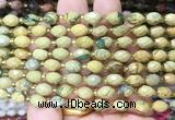 RIBS46 15 inches 6*8mm faceted rice green dragon jasper beads wholesale