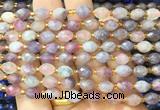 RIBS52 15 inches 6*8mm faceted rice pink tourmaline beads wholesale