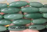 RIBS68 15 inches 14*40mm rice green aventurine gemstone beads wholesale