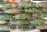 RIBS70 15 inches 14*40mm rice unakite gemstone beads wholesale