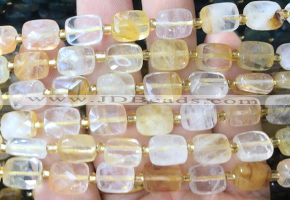 RTBS09 15 inches 8*10mm faceted rectangle yellow gum flower crystal beads wholesale