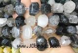 RUBS01 15 inches 12*16mm - 13*18mm faceted nuggets black rutilated quartz beads