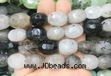 RUBS02 15 inches 12*16mm - 13*18mm faceted nuggets black rutilated quartz beads
