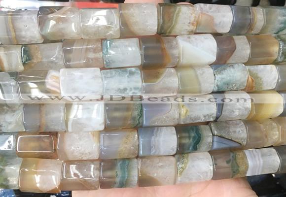 TBBS147 15 inches 10*14mm faceted tube agate gemstone beads wholesale