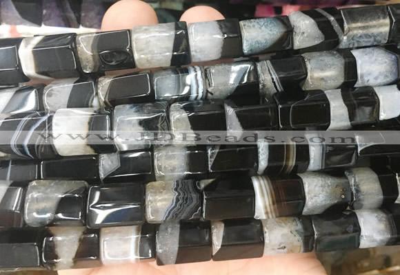 TBBS148 15 inches 10*14mm faceted tube agate gemstone beads wholesale