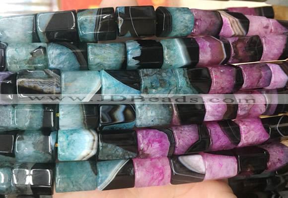 TBBS149 15 inches 10*14mm faceted tube agate gemstone beads wholesale