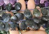 TRBS101 Top drilled 13*18mm faceted flat teardrop Labradorite beads wholesale