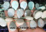 TRBS104 Top drilled 13*18mm faceted flat teardrop amazonite beads wholesale