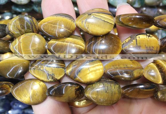 TRBS126 15 inches 13*18mm flat teardrop Yellow tiger eye beads wholesale