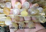 TRBS93 Top drilled 13*18mm faceted flat teardrop yellow gum flower crystal beads