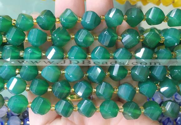 TWBS104 15 inches 10mm faceted twist agate beads wholesale