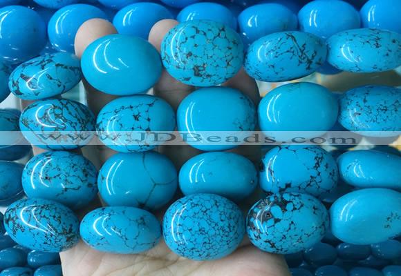 WBBS20 15 inches 23*27mm oval howlite turquoise gemstone beads wholesale