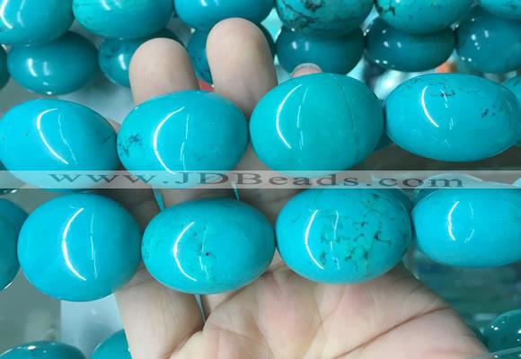 WBBS29 15 inches 25*30mm oval howlite turquoise gemstone beads wholesale