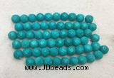 WBBS45 12mm carved round loose howlite turquoise gemstone beads wholesale