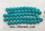 WBBS47 14mm carved round loose howlite turquoise gemstone beads wholesale