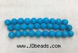WBBS48 14mm carved round loose howlite turquoise gemstone beads wholesale