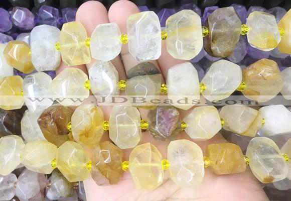 YCBS01 15 inches 12*16mm - 13*18mm faceted nuggets yellow quartz beads